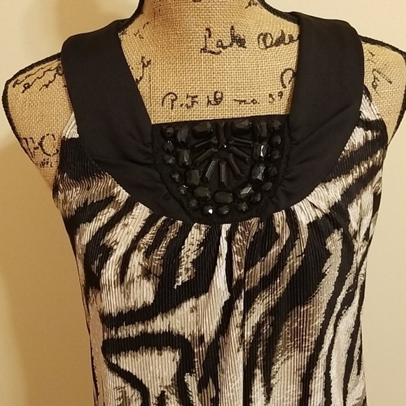 NWT Notations Animal print beaded top Size small - Picture 2 of 4